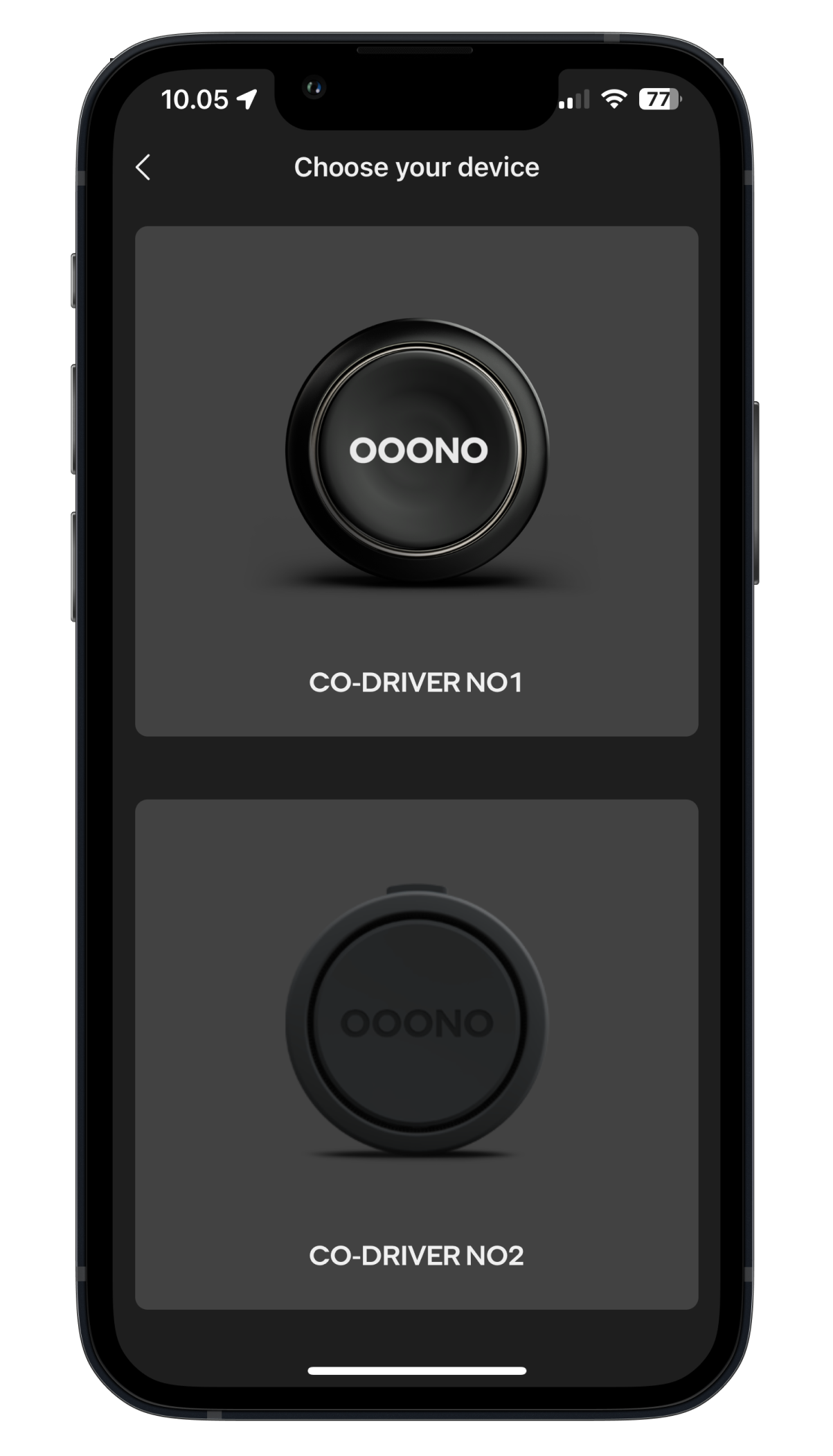 First-time setup  CO-DRIVER NO1 – OOONO